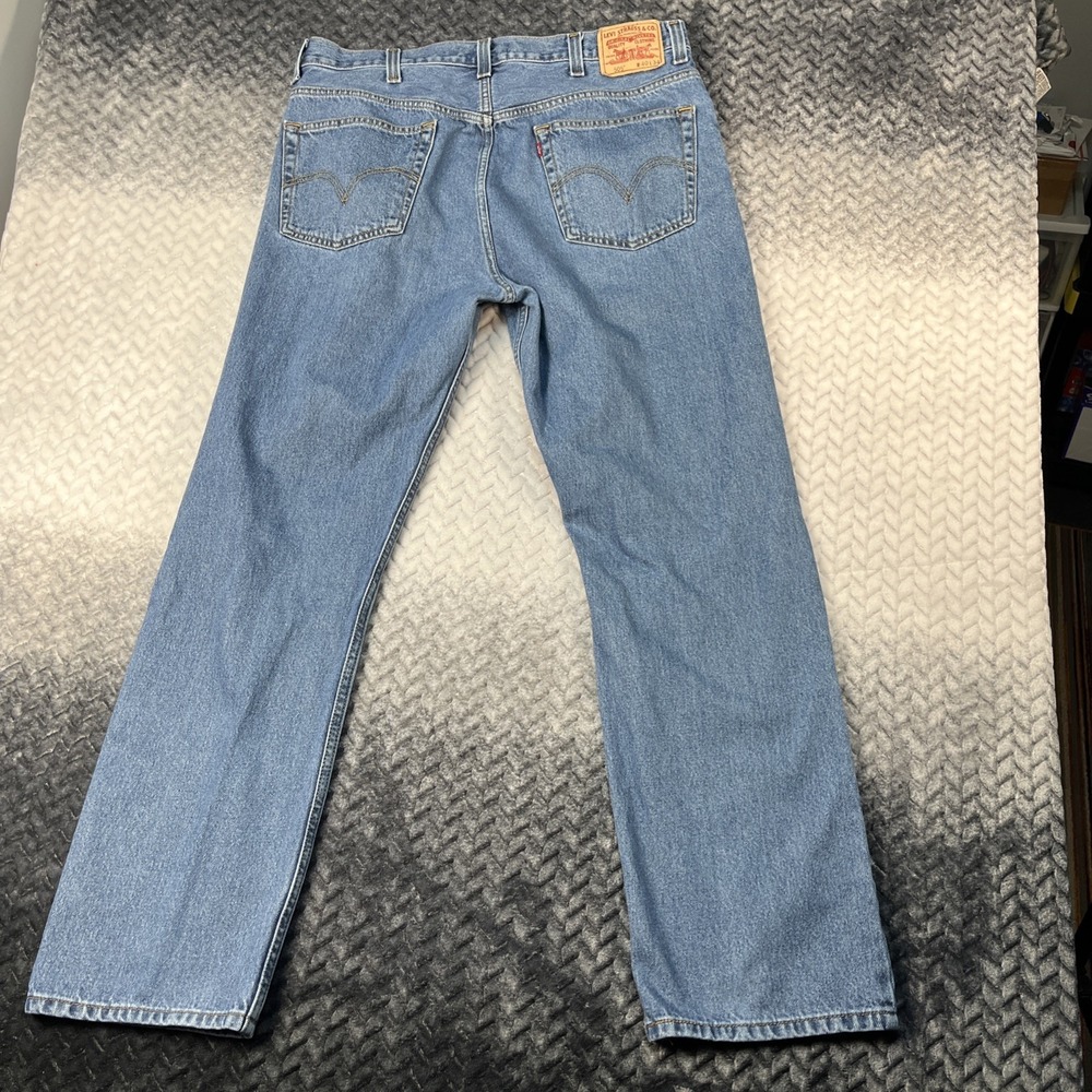 Levi's 505 Mens 40x34 Blue Regular Fit Straight Leg Denim Jeans Medium Wash Y2K - Picture 8 of 11